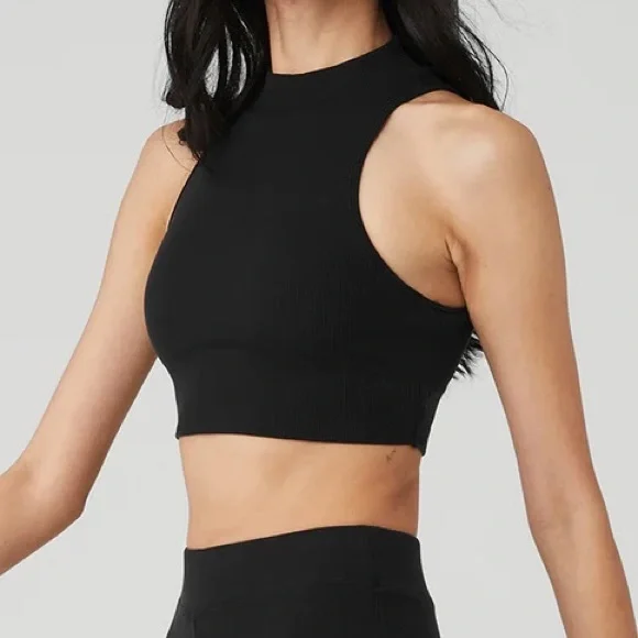 ALO Yoga | Tops | Nwt Alo Goddess Rib Cropped Dynamite Tank Black